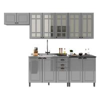Cozinha Modulada Firenze 5 Peças Com Aéreo 120cm Chumbo-titânio - Indékes Chumbo-titânio - 1