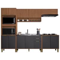 Cozinha Modulada Toronto 5 Peças Com Balcão 120cm Sem Tampo Freijó-chumbo - Indékes Freijó-chumbo - 1