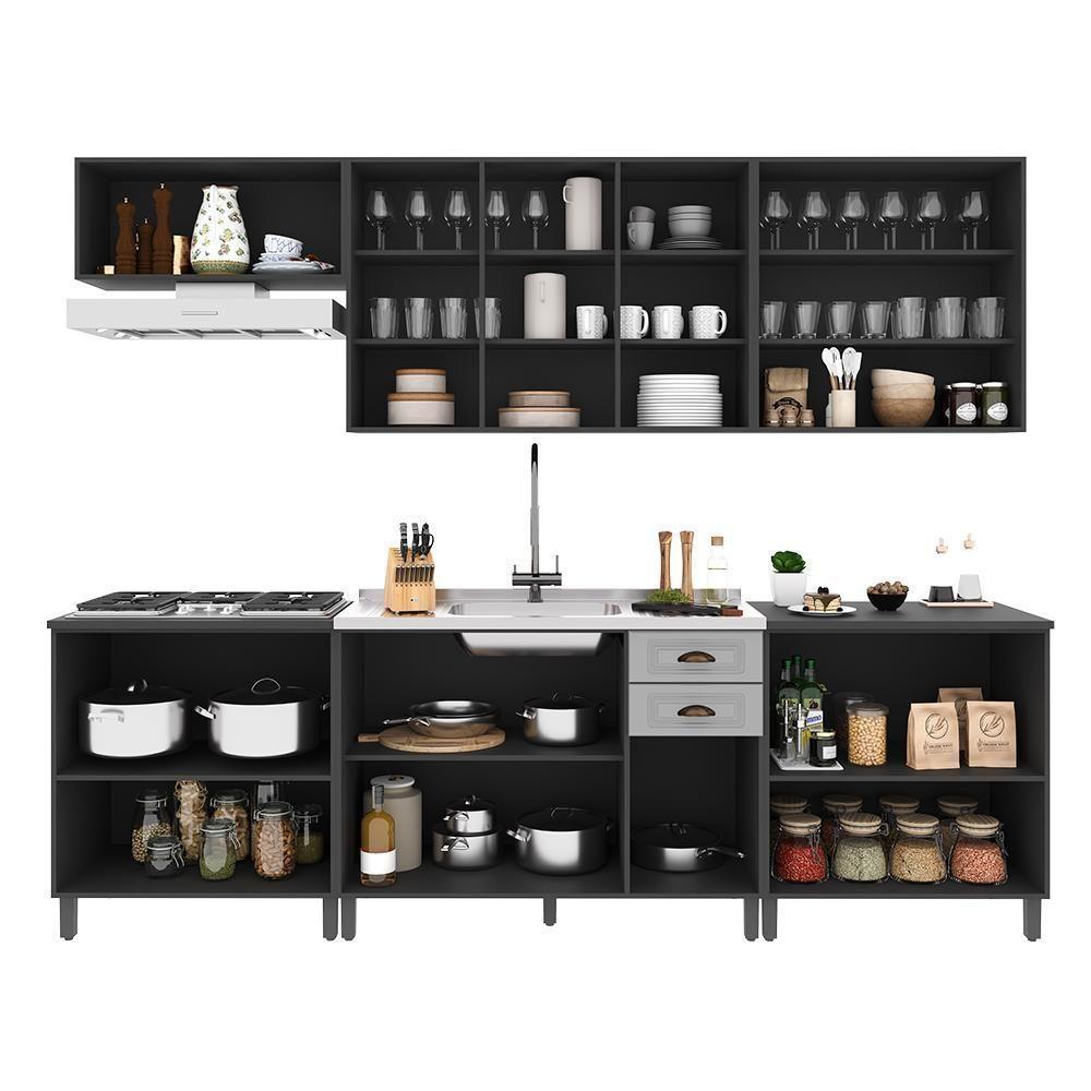Cozinha Modulada Firenze 6 Peças Com Balcão 120cm Chumbo-titânio Sem Tampo - Indékes Chumbo-titânio - 3