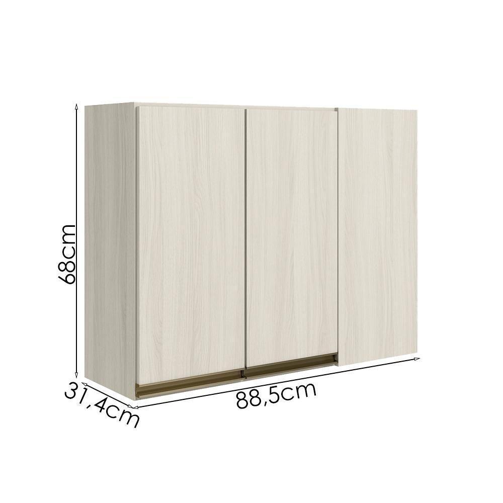 Armario Canto Reto 2p Mdf 89cm Kali 12213 Bianco Toq Bianco Toq Nicioli Bianco Toq Bianco Toq - 3