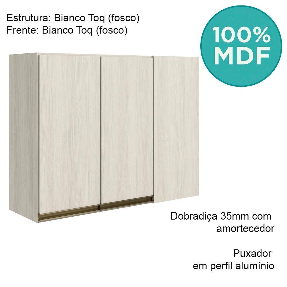 Armario Canto Reto 2p Mdf 89cm Kali 12213 Bianco Toq Bianco Toq Nicioli Bianco Toq Bianco Toq - 4