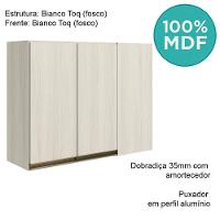 Armario Canto Reto 2p Mdf 89cm Kali 12213 Bianco Toq Bianco Toq Nicioli Bianco Toq Bianco Toq