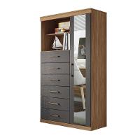 Multi-cômoda Marabá 1.6 1 Porta E 6 Gavetas Jatobá-grafite Com Espelho - Santos Andirá Jatobá-grafite - 1