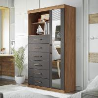 Multi-cômoda Marabá 1.6 1 Porta E 6 Gavetas Jatobá-grafite Com Espelho - Santos Andirá Jatobá-grafite - 2