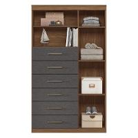 Multi-cômoda Marabá 1.6 1 Porta E 6 Gavetas Jatobá-grafite Com Espelho - Santos Andirá Jatobá-grafite - 3