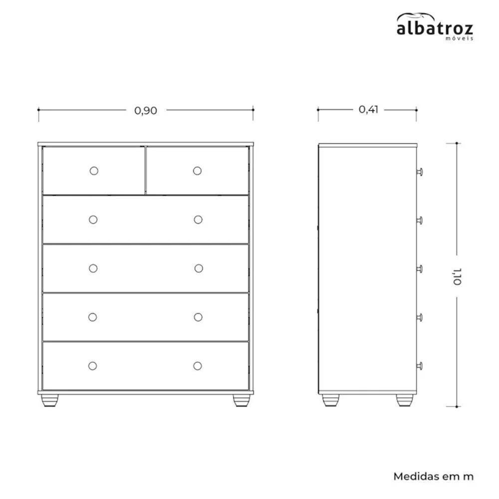 Cômoda Vittoria 6 Gavetas Cinamomo-off White - Móveis Albatroz Cinamomo-off White - 5