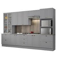 Cozinha Completa Americana 6 Peças Cinza Com Torre Quente 2 Fornos - Móveis Henn Cinza - 1