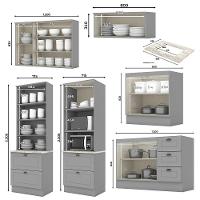 Cozinha Completa Americana 6 Peças Cinza Com Torre Quente 2 Fornos - Móveis Henn Cinza - 3