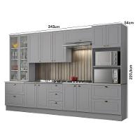 Cozinha Completa Americana 6 Peças Cinza Com Torre Quente 2 Fornos - Móveis Henn Cinza - 4