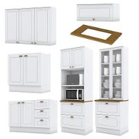 Cozinha Completa 6 Peças Americana Branco Com Torre Quente 2 Fornos Tampo Nature - Móveis Henn Branco - 3