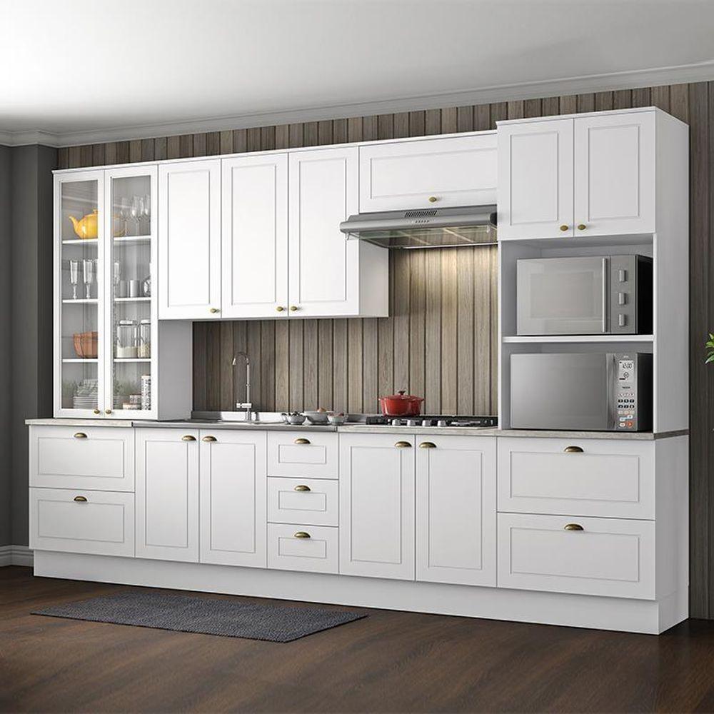 Cozinha Completa Americana 6 Peças Com Torre Quente 2 Fornos Branco - Móveis Henn Branco - 2