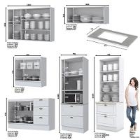 Cozinha Completa Americana 6 Peças Com Torre Quente 2 Fornos Branco - Móveis Henn Branco