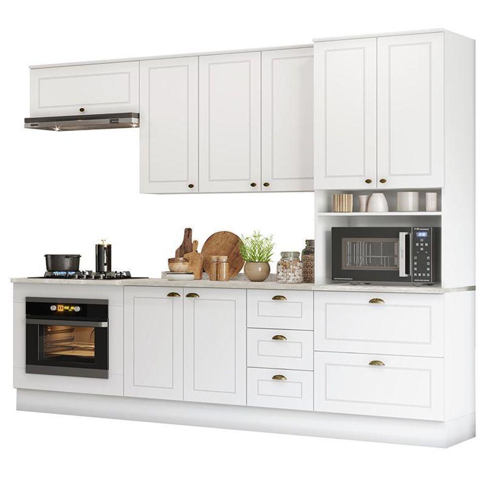 Cozinha Completa Americana 5 Peças Com Balcão Forno De Embutir Branco - Móveis Henn Branco - 1