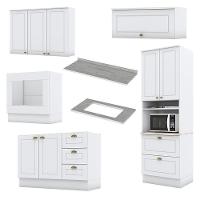 Cozinha Completa Americana 5 Peças Com Balcão Forno De Embutir Branco - Móveis Henn Branco - 3