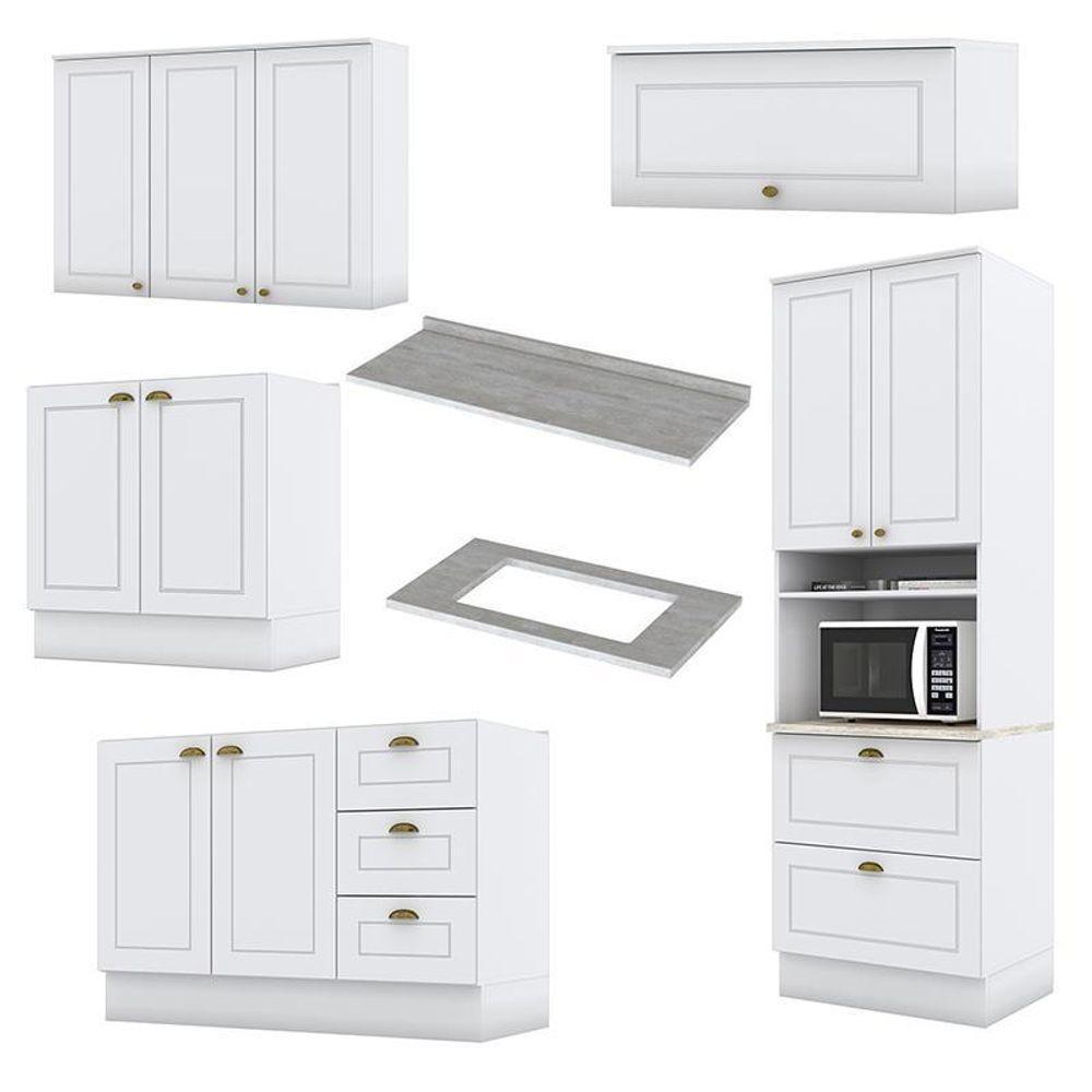 Cozinha Completa 5 Peças Americana Com Torre Quente 2 Fornos Branco - Móveis Henn Branco - 3