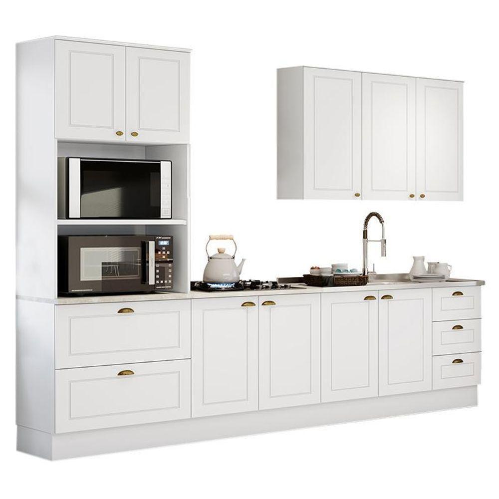 Cozinha Completa Americana 4 Peças Com Torre Quente 2 Fornos Branco - Móveis Henn Branco - 1