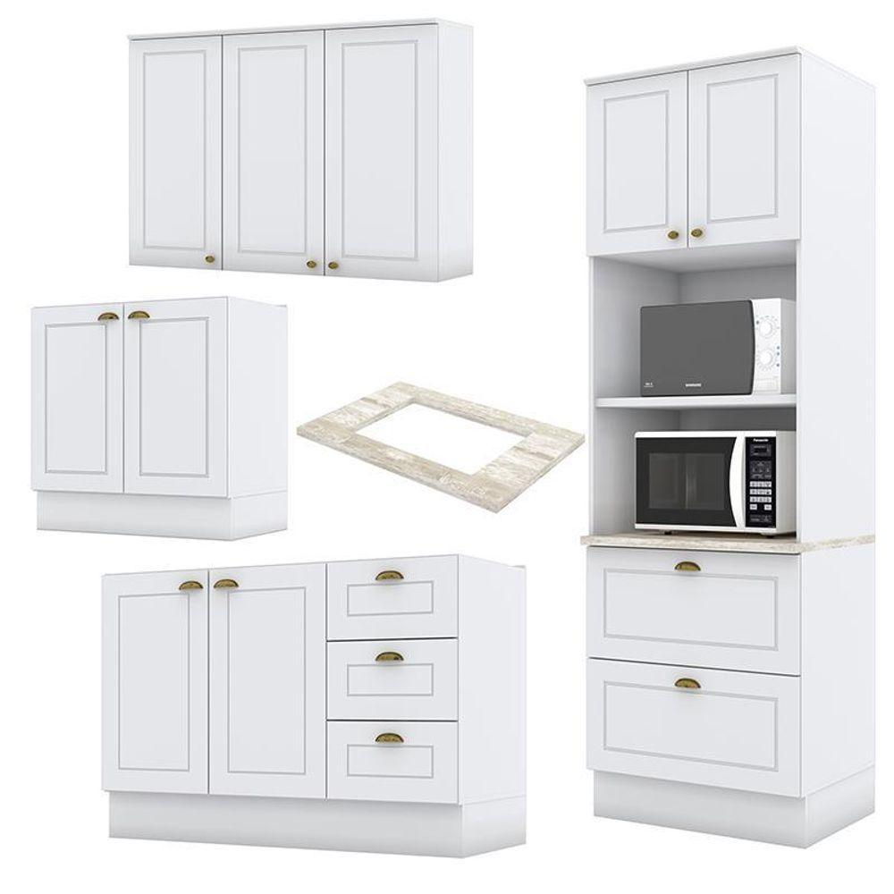 Cozinha Completa Americana 4 Peças Com Torre Quente 2 Fornos Branco - Móveis Henn Branco - 3
