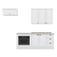 Cozinha Completa Americana 4 Peças Com Balcão Forno De Embutir Branco E Tampo Cooktop - Móveis Henn Branco - 1