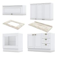 Cozinha Completa Americana 4 Peças Com Balcão Forno De Embutir Branco E Tampo Cooktop - Móveis Henn Branco - 3