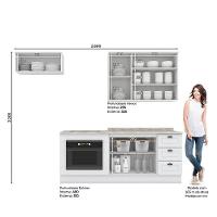 Cozinha Completa Americana 4 Peças Com Balcão Forno De Embutir Branco E Tampo Cooktop - Móveis Henn Branco - 4