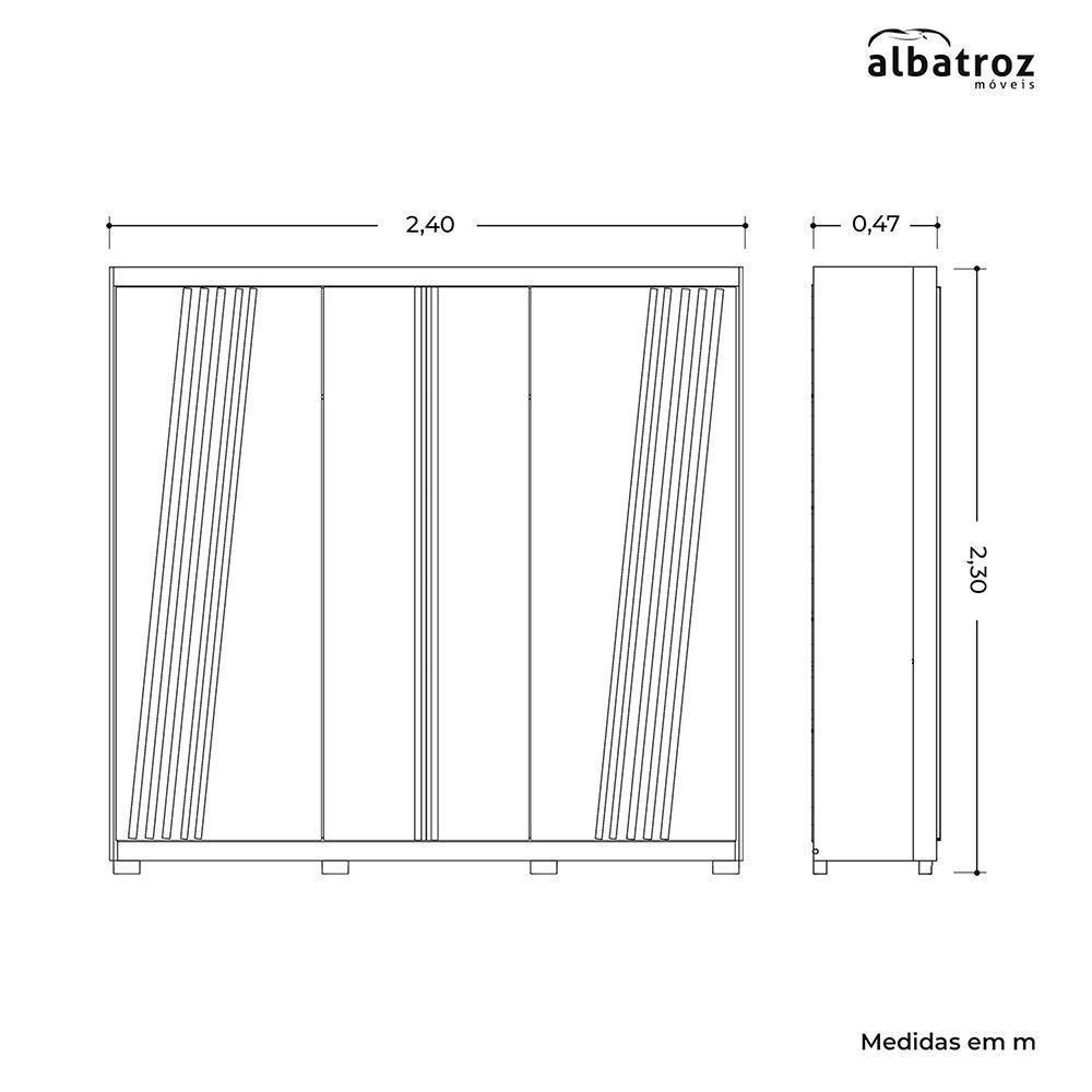 Guarda Roupa Casal Ouro Verde 6 Portas Cinamomo-off White Com Espelho - Móveis Albatroz Cinamomo-off White - 4