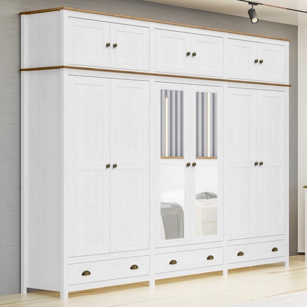 Guarda Roupa Casal Topázio 12 Portas E 3 Gavetas Branco-freijó Com Espelho - Finestra Móveis Branco-freijó - 2