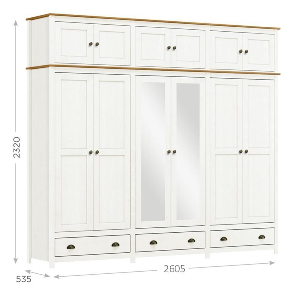 Guarda Roupa Casal Topázio 12 Portas E 3 Gavetas Branco-freijó Com Espelho - Finestra Móveis Branco-freijó - 4