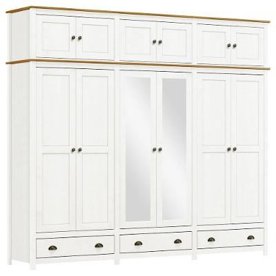 Guarda Roupa Casal Topázio 12 Portas de Bater 3 Gavetas Branco-freijó Madeira