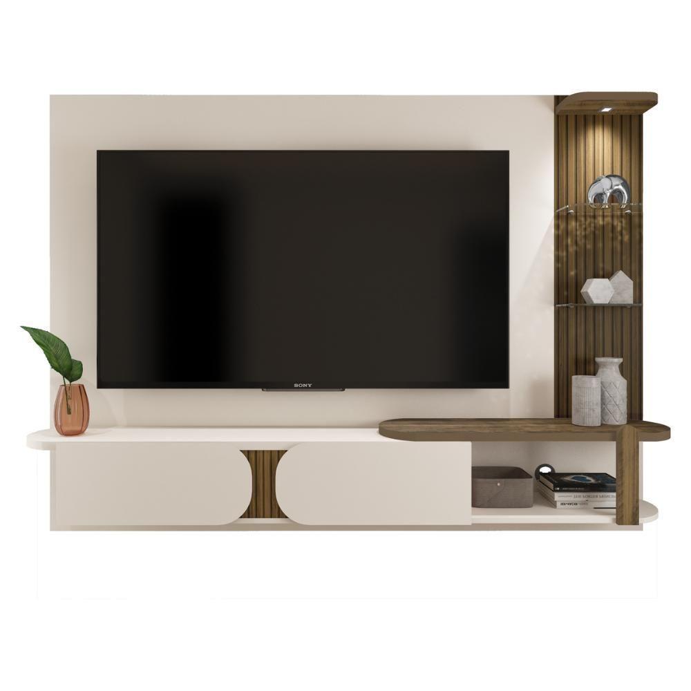 Painel Com Suporte Para Tv Até 72 Polegadas 2 Portas Multimóveis Cr45318 Off White-pinho Ripado - 2