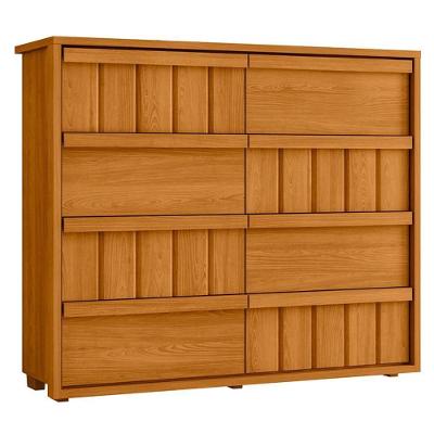 Cômoda Tarsila 8 Gavetas MDF com Puxador Cava Amadeirado Acabamento Texturizado Moderno