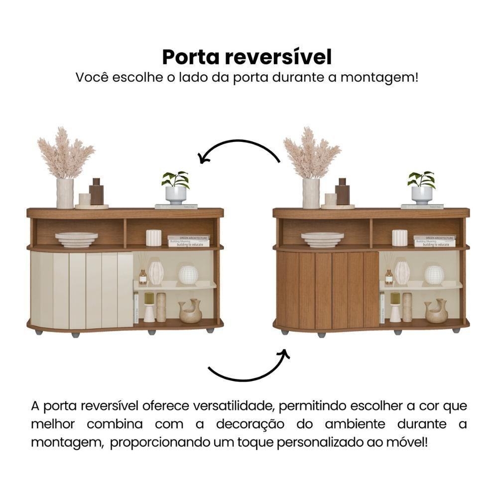 Aparador Buffet 120cm Com 1 Porta Flex Multimóveis Cr50127 Cinamomo-off White - 3