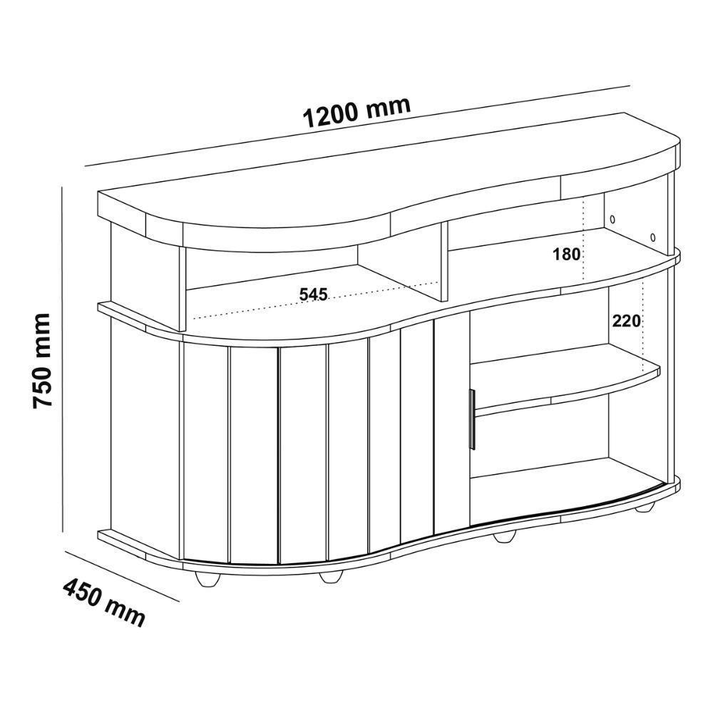 Aparador Buffet 120cm Com 1 Porta Flex Multimóveis Cr50127 Cinamomo-off White - 4