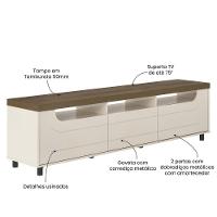 Rack Para Tv Até 75 Polegadas 200cm 2 Portas 1 Gaveta Multimóveis Cr45325 Pinho/off White Pinho/off White - 3