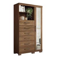 Multi-cômoda Marabá 1.6 1 Porta 6 Gavetas Jatobá Com Pés E Espelho - Santos Andirá Jatobá - 1