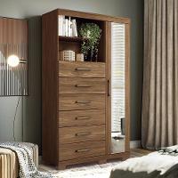 Multi-cômoda Marabá 1.6 1 Porta 6 Gavetas Jatobá Com Pés E Espelho - Santos Andirá Jatobá - 2