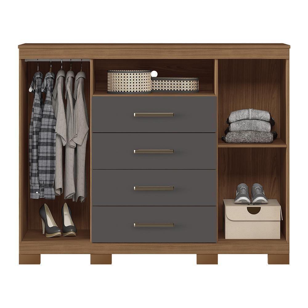 Cômoda Havana Master 2 Portas E 4 Gavetas Jatobá-grafite Com Pés - Santos Andirá Jatobá-grafite - 4