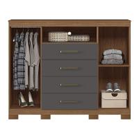 Cômoda Havana Master 2 Portas E 4 Gavetas Jatobá-grafite Com Pés - Santos Andirá Jatobá-grafite