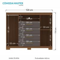 Cômoda Havana Master 2 Portas E 4 Gavetas Jatobá-grafite Com Pés - Santos Andirá Jatobá-grafite - 5