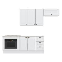 Cozinha Completa Americana 4 Peças Com Balcão Forno De Embutir Branco E Tampo Cooktop Calcare - Móveis Henn Branco - 1