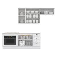 Cozinha Completa Americana 4 Peças Com Balcão Forno De Embutir Branco E Tampo Cooktop Calcare - Móveis Henn Branco - 2