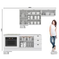 Cozinha Completa Americana 4 Peças Com Balcão Forno De Embutir Branco E Tampo Cooktop Calcare - Móveis Henn Branco - 3