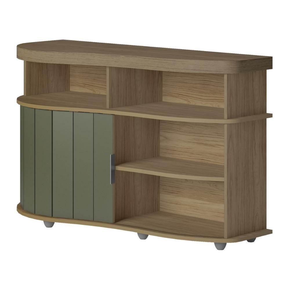 Aparador Buffet 120cm Com 1 Porta Flex Multimóveis Cr50127 Carvalho-off White-menta - 5