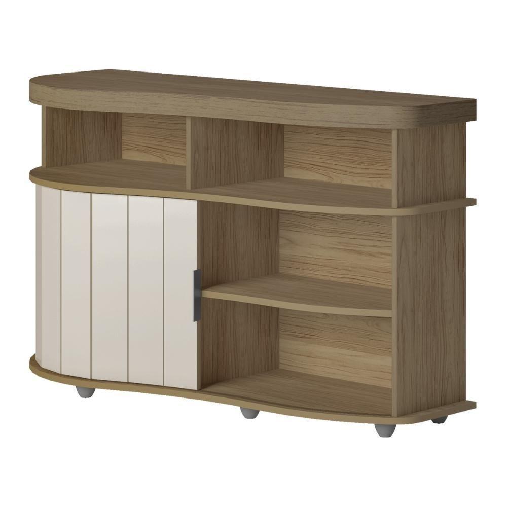 Aparador Buffet 120cm Com 1 Porta Flex Multimóveis Cr50127 Carvalho-off White-menta - 6