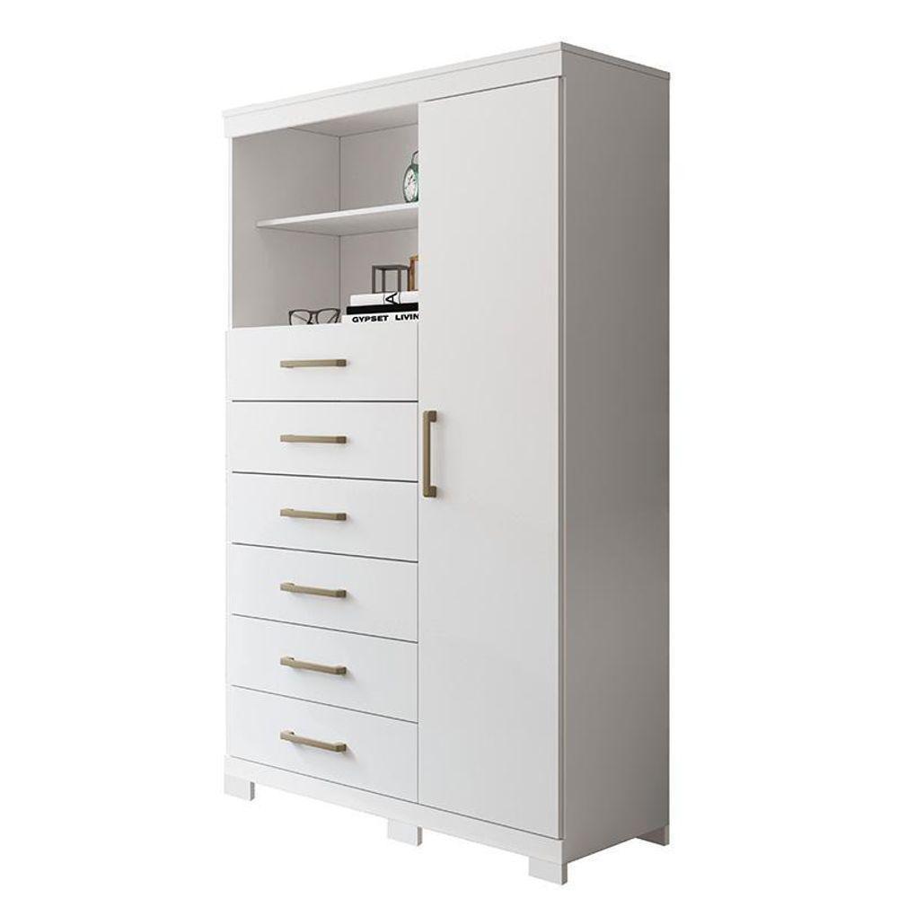 Multi-cômoda Marabá 1.6 1 Porta E 6 Gavetas Branco Com Pés - Santos Andirá Branco - 1