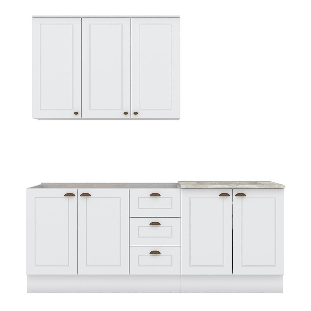 Cozinha Completa Americana 3 Peças Com Aéreo 3 Portas Branco - Móveis Henn Branco - 1