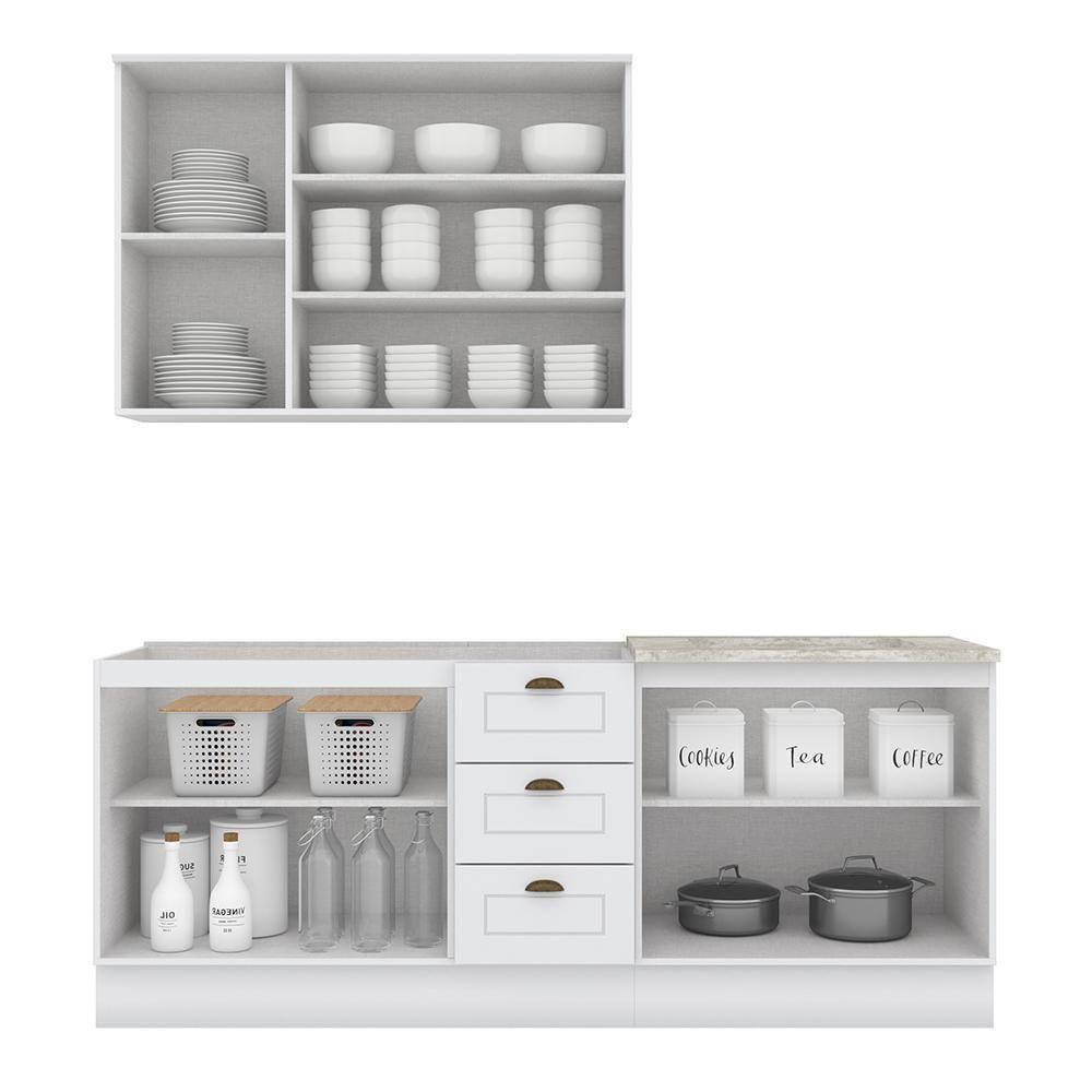 Cozinha Completa Americana 3 Peças Com Aéreo 3 Portas Branco - Móveis Henn Branco - 2