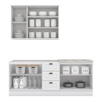 Cozinha Completa Americana 3 Peças Com Aéreo 3 Portas Branco - Móveis Henn Branco - 2