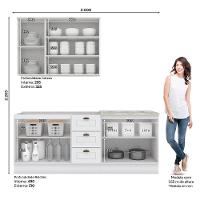 Cozinha Completa Americana 3 Peças Com Aéreo 3 Portas Branco - Móveis Henn Branco - 3