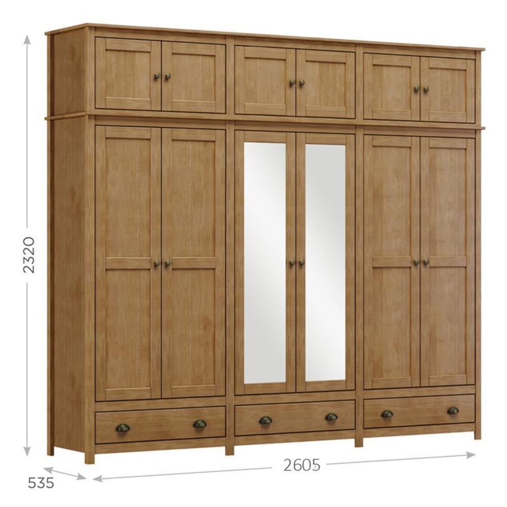 Guarda Roupa Casal Topázio 12 Portas E 3 Gavetas Freijó Com Espelho - Finestra Móveis Freijó - 4