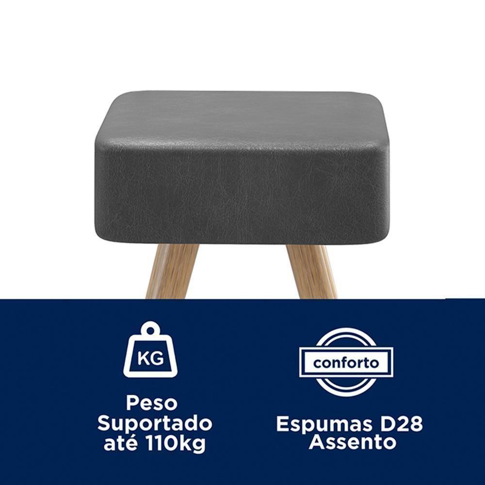 Kit 2 Banco Banqueta Rio Baixa 50cm Couríssimo Preto - Salaone Preto - 2